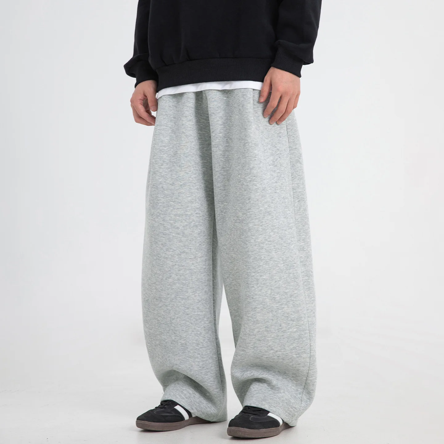 

3D Pleated Thick Sweatpants Men's Autumn and Winter New Casual Pants Trendy Brand Texture Loose Straight Leg Pants