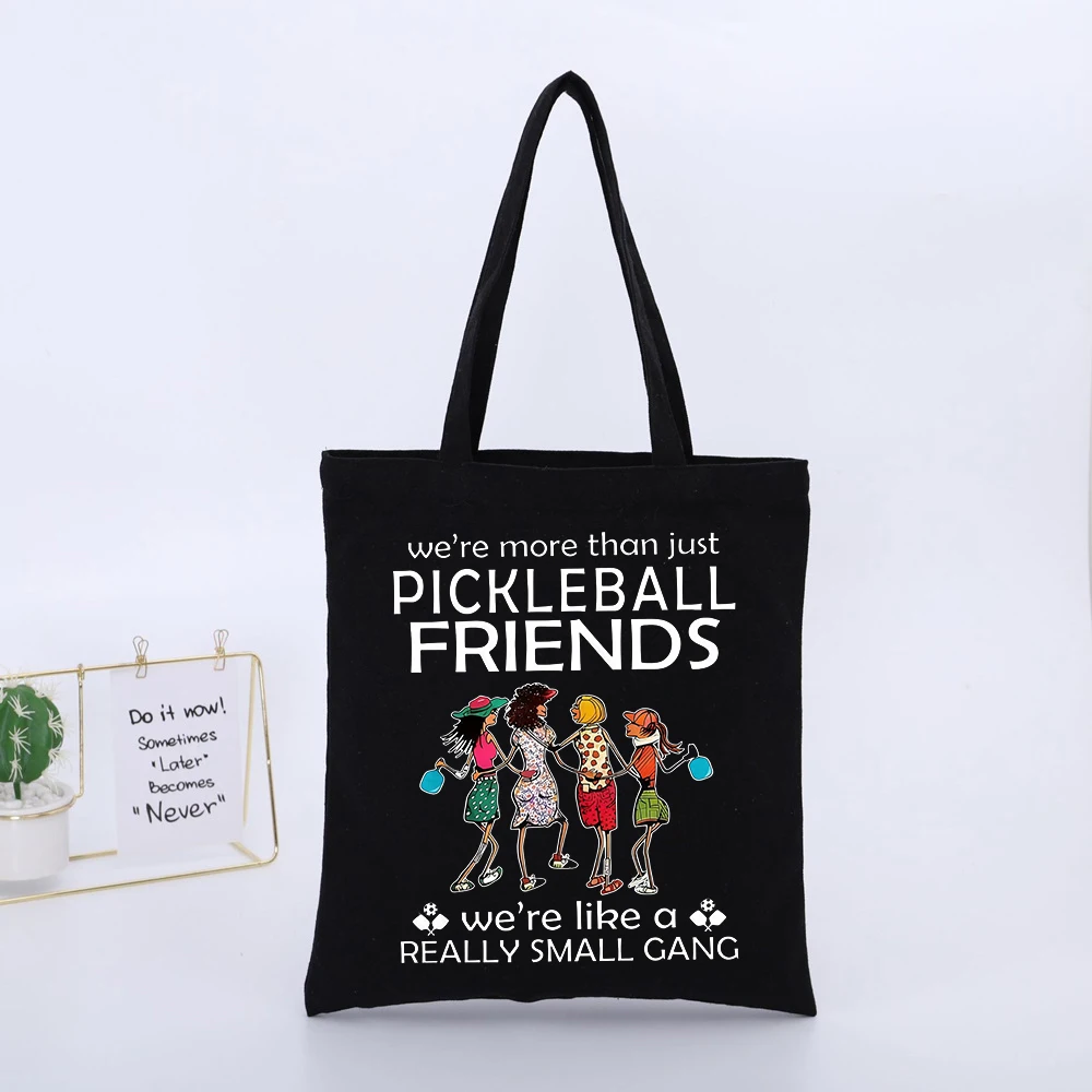 Slogan Print with Group Graphic Canvas Tote Bag, Casual Style for Daily Shopping and Outings