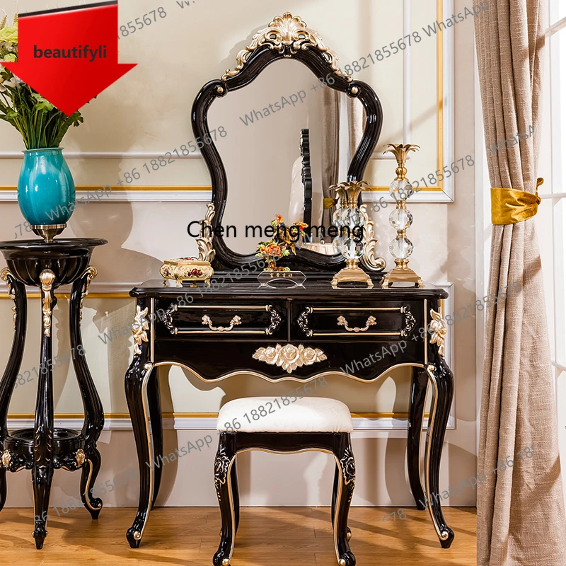 

X188 Туалетный столик в европейском стиле, комод, табурет из черного дерева, туалетный столик, мебель для спальни