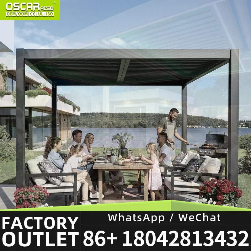 Hot Sale Laser Cut Aluminium Motorized Louver Opening Roof for Patio Garden Backyard pergola