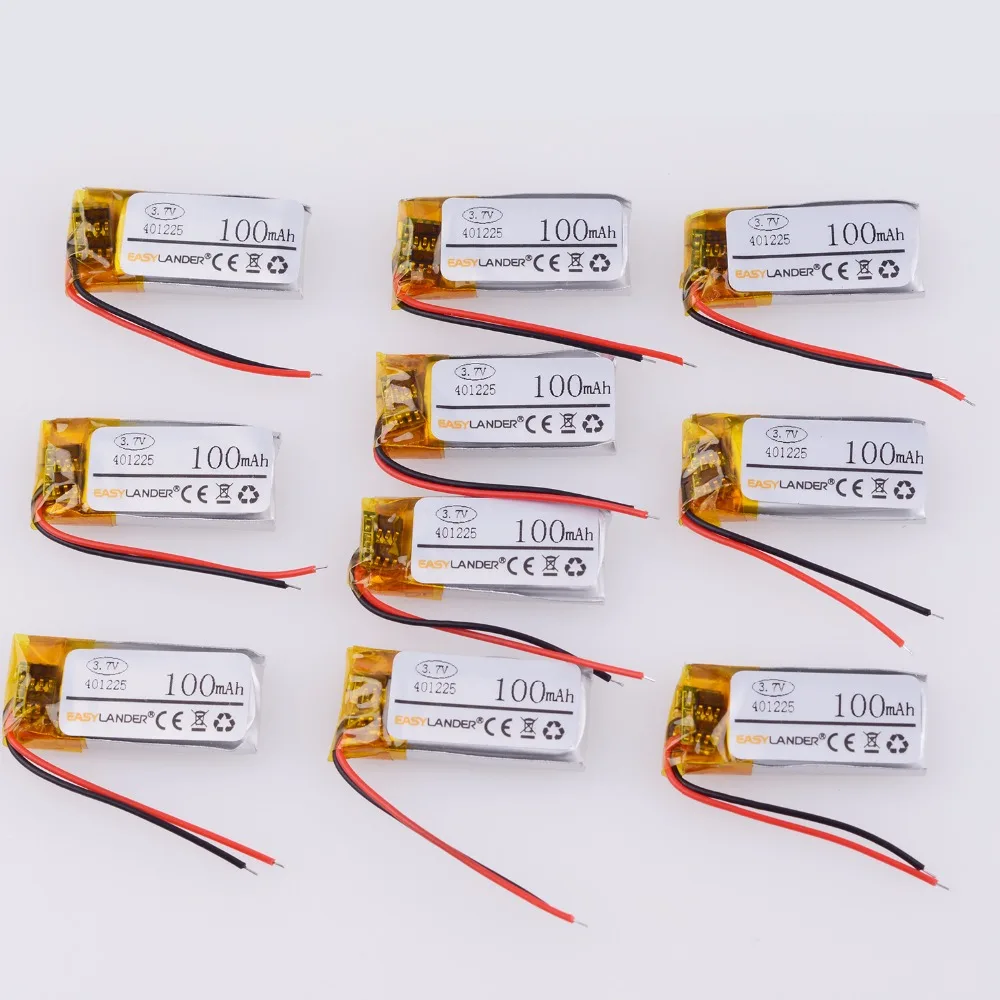 

10pcs/Lot 401225 3.7v 100mAh lithium ion rechargeable battery FOR MP3 MP4 GPS bluetooth headset 3D glass Smart bracelet