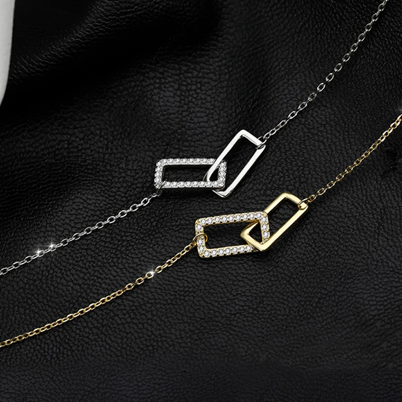 Neue S925 Silber Runde Halsband Zirkon Für Frauen Mode Kette Minimalistischen Dainty Doppel Kreis Anhänger Halskette Hals Edlen Schmuck – Detail 11