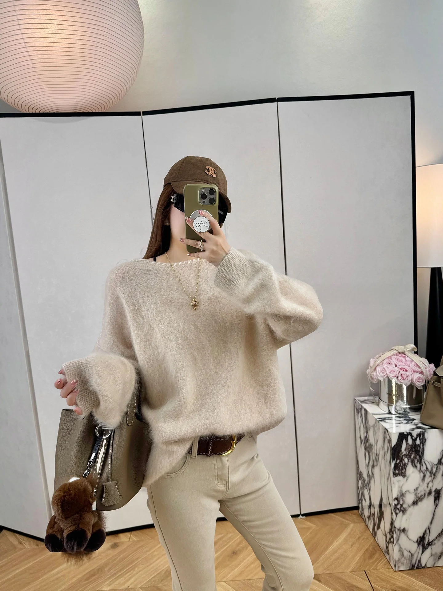 

Вязаный свитер JONIbyBEB ручной работы из шерсти и кашемира: теплый, уютный, осенне-зимний, модный, для повседневной носки, свободного кроя, с длинными рукавами