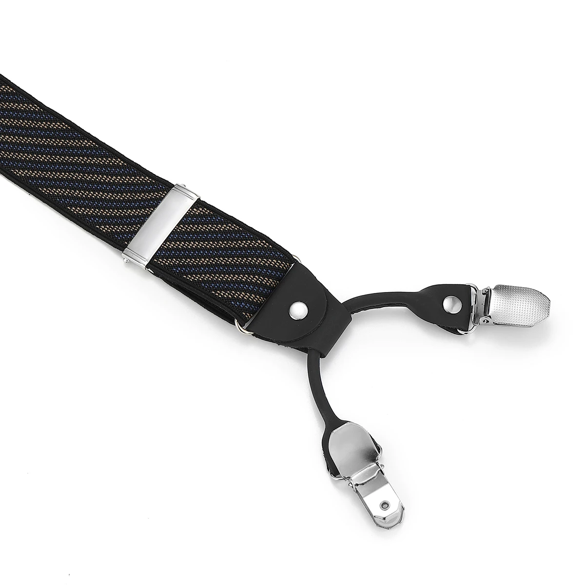 British Retro Navy Blue Pinstripe Style, Men's Gentleman Six-Button Suit Pants Accessory Non-Slip Suspenders.