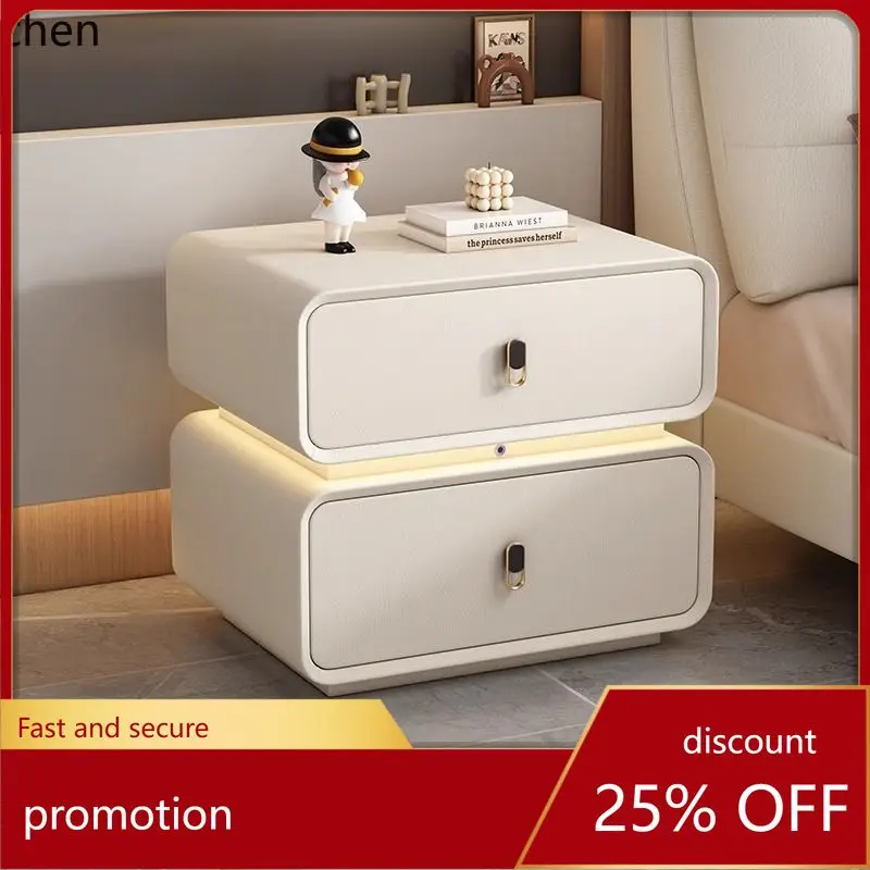 

CZ Solid Wood Home Leather Bedroom No-Installation Full Storage Bedside Table