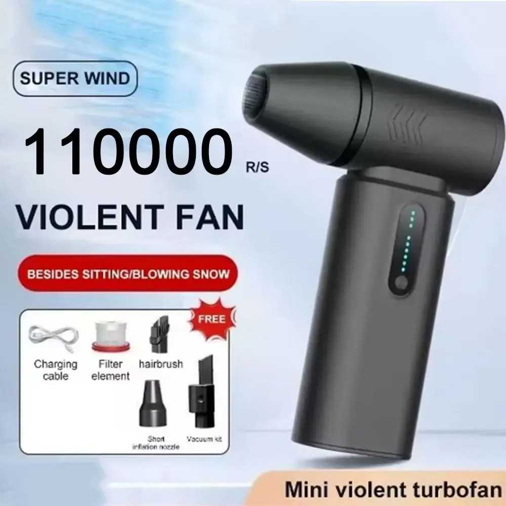 

110000RPM Mini Turbo Jet Fan Brushless Motor 6 Speeds Adjustable Electric Air Duster Rechargeable High Speed