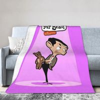 Mr-Beans Animated Series Teddy Bear Blankets Coral Fleece Plush Printed Beanimation Multifunction Thin Throw Blankets Bedding