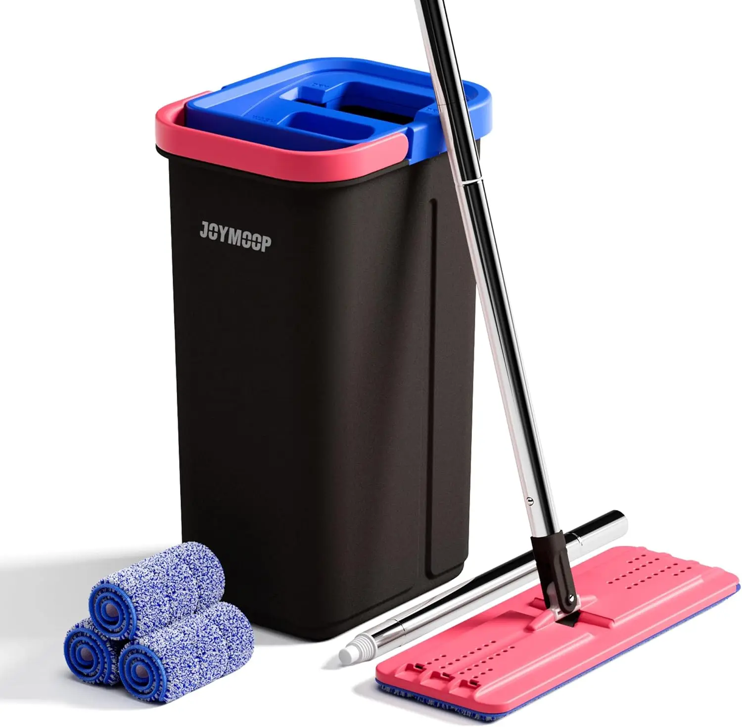 

Microfiber Flat Mop & Bucket System - 60" Mop with 3 Pads for Hardwood, Tile, Vinyl Floors & Walls