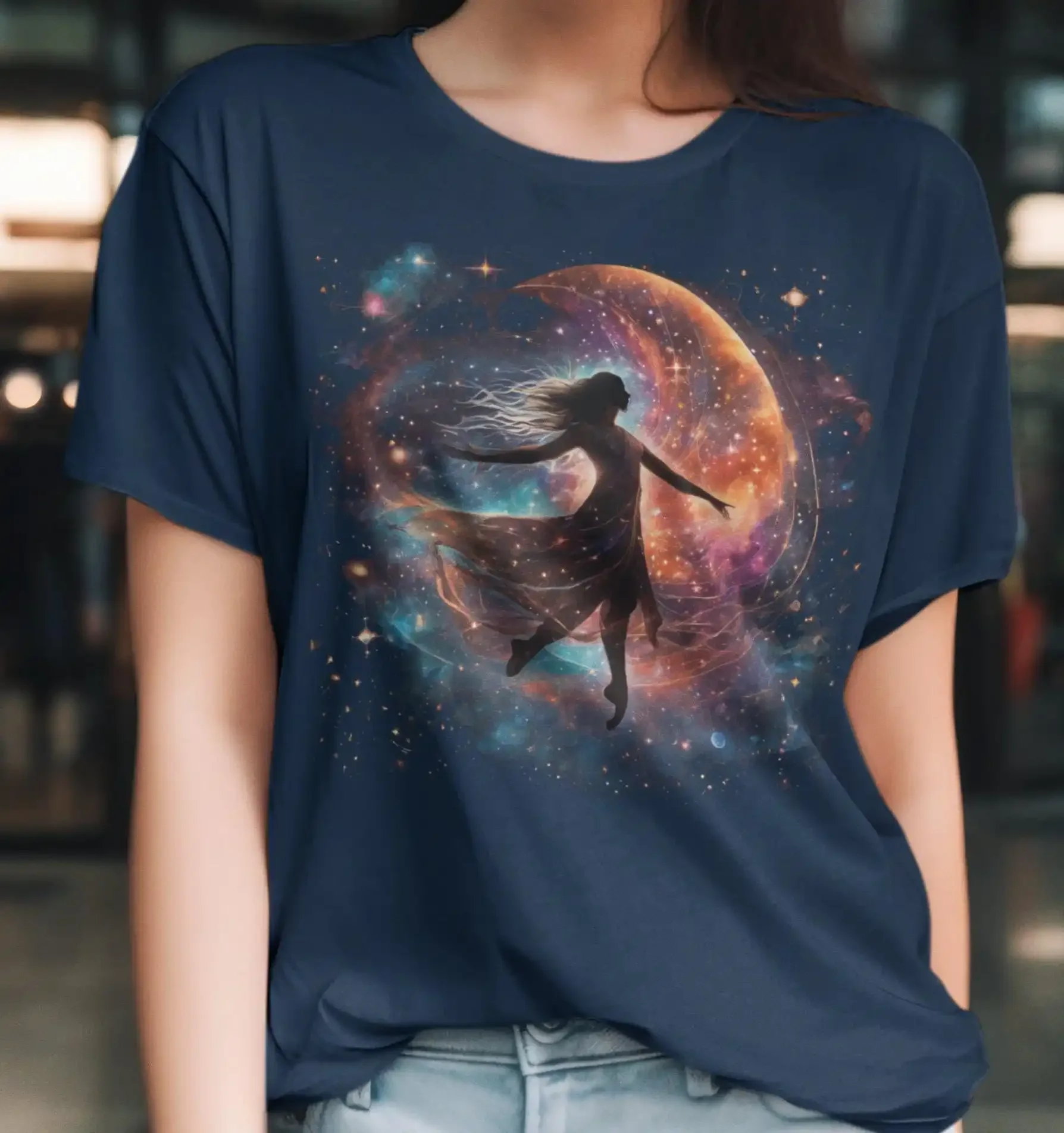 Cosmic Dancer T Shirt Ethereal Spiritual Energy Sacred Geometry Clothing Awakening Design Nebula