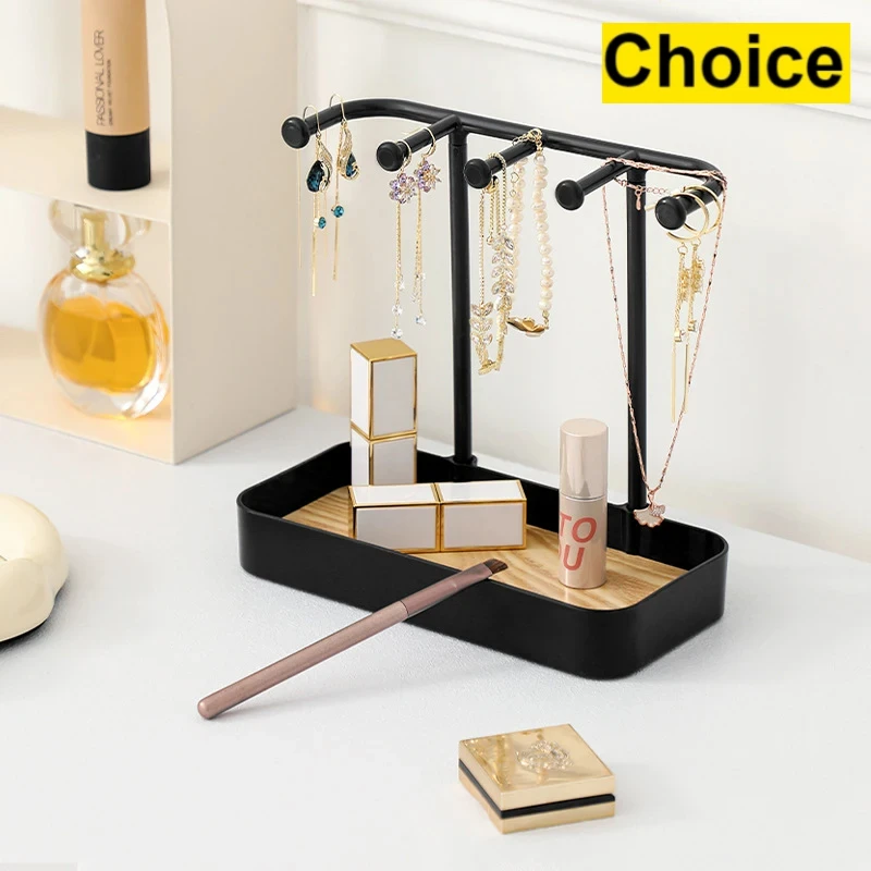 

Fashion Jewelry Organizer Display For Earrings Necklaces Jewelry Storage Rack With Wooden Base Bracelet Hanging Holder
