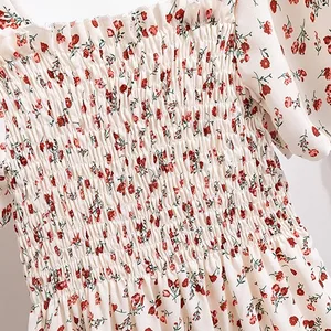 Chiffon -Kleid für Frauen, Kurzarm, elastische Taille, Blumen, Plissee, Rückenlehne, lässig, Frühling und Sommer 6 Hauptverkäufe kurze Kleider gedruckt - №6