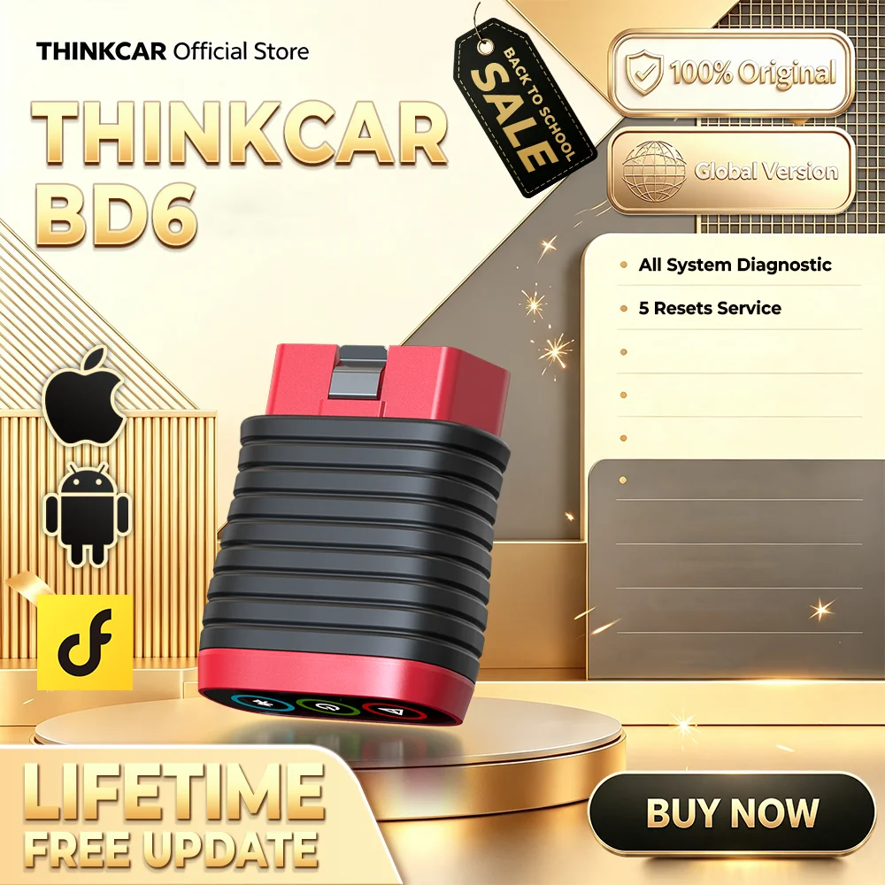 THINKCAR BD6 Bluetooth Scanner Car Diagnostic Tool OBD2 Scanner Full System Diagnose 5 Reset OIL IMMO Auto Diagnosis Code Reader