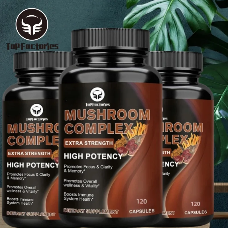 

10 Mushrooms Blend Supplement Lions Mane Cordyceps Turkey Tail Natural Stress Relief Mood Support Brain Boost Memory