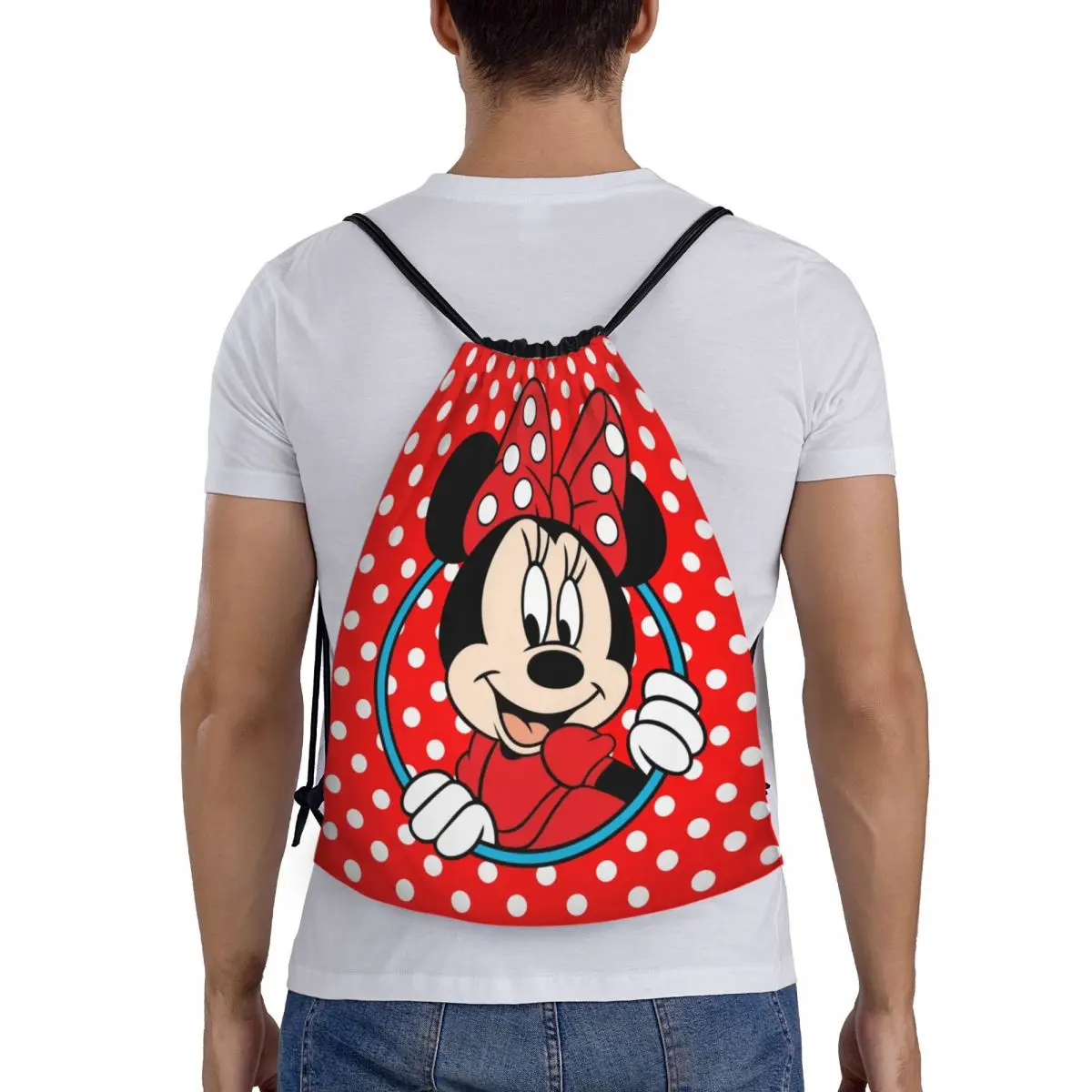 Borsa con coulisse personalizzata Happy Minnie Mouse per l\'allenamento zaini Yoga uomo donna Cartoon Sports Gym Sackpack