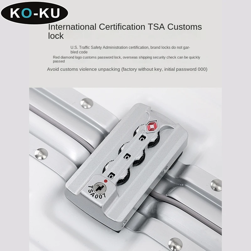 KO-KU Large-capacity Aluminium Frame Suitcase Female 24-34 Inch Trolley Case Male Students Abroad Travel Bag TSA Lock Luggage