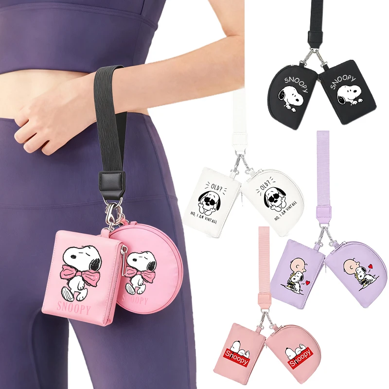 

Snoopys Double Wristlet Keychain Wallet Mini Zipper Wristband Purse Cartoon Anime Double Pocket Handbag Portable Coin Pouch Gift