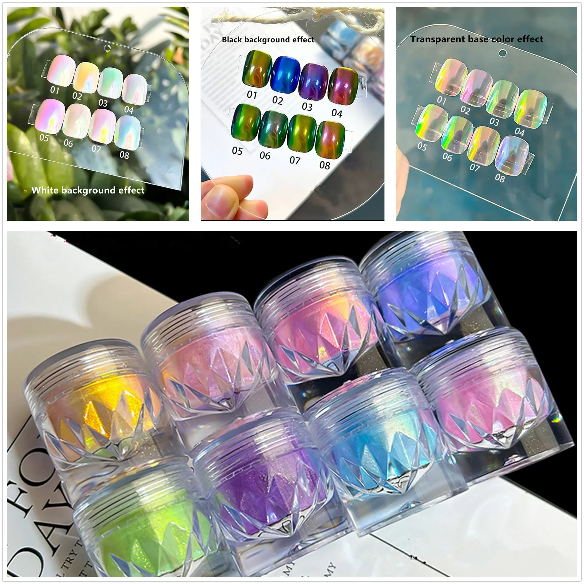 1 قطعة الحرباء مسمار الفن أورورا مسحوق الاستقطاب مرآة سحرية مسحوق النيون مسحوق عينيه DIY بها بنفسك مانيكير زينة الأظافر بريق