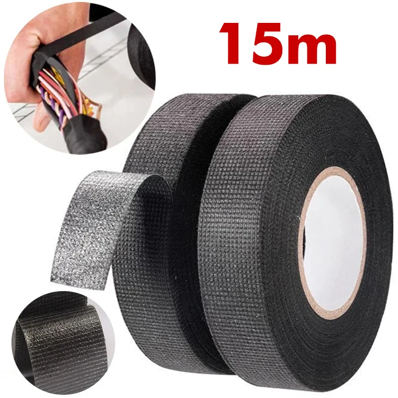Black Velvet Cloth Electrical Tape High Temp Flame Retardant Insulation Adhesive Tape for Car Engine Wiring Harness Protection