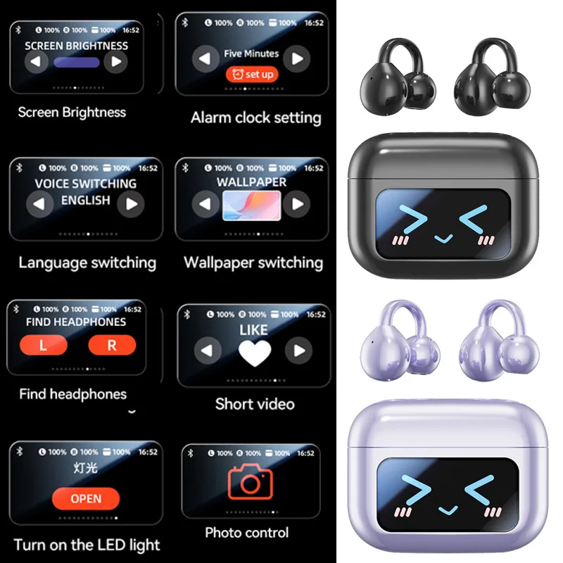 M100 AI الترجمة قرط كبس سماعات أذن سماعة لاسلكية تعمل بالبلوتوث 5.4 سماعة إلغاء الضوضاء سماعة أذن مقاومة للماء مع هيئة التصنيع العسكري للرياضة