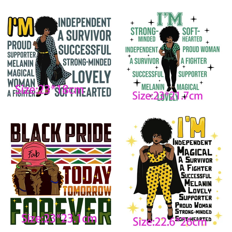 Iron On Decals For Clothing Black Pride Today Forever I'm Strong Mind Soft Heart Quotes Melanie Ladies Women DTF Print