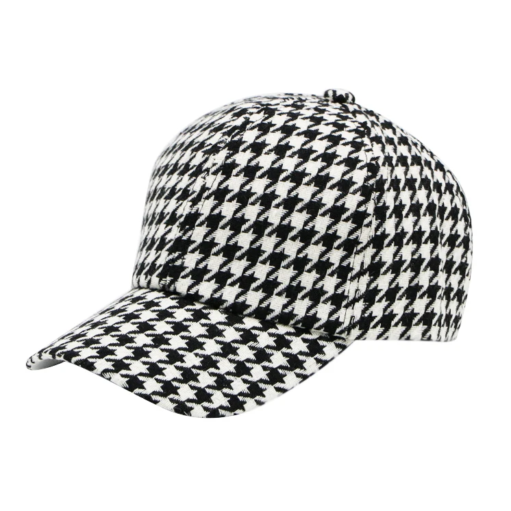 2024 Women\'s Summer Hat Baseball Cap Houndstooth Lattice Cotton Cap Female Sport for Gorros Sun hat Snapback popular retro