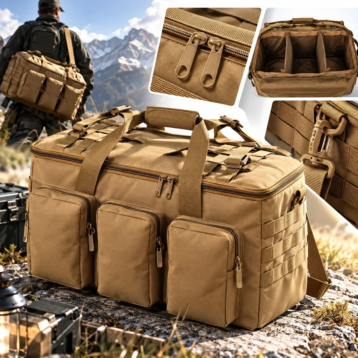 Tactical MOLLE Backpack Large Capacity Hiking Rucksack with Vehicle Mounting for Hunting Camping Mountaineering Outdoor Travel