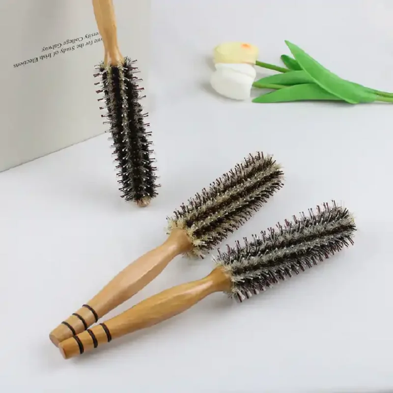 MJ OverStocks Round Hair Brush Long Tail with Bristles Anti-Static for Hair Blow Drying Styling Curly Barber Comb