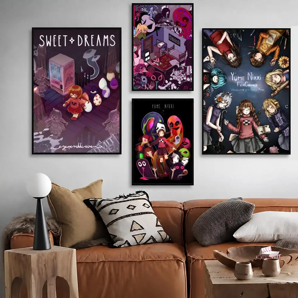 Game Yume Nikki  Waterproof Peel‑and‑Stick Wall Sticker, Art Print for Bar Cafe Living Room Poster