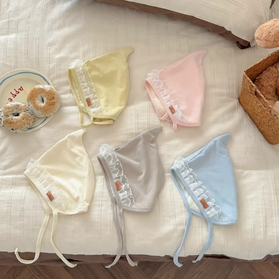 

Хлопковые детские шапочки с кружевной отделкой для девочек и мальчиков, мягкие летние шапочки для новорожденных, регулируемые кепки для малышей, детские аксессуары для волос для улицы