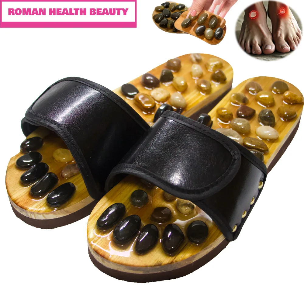 

Natural Stone Acupressure Massage Slippers - Reflexology Sandals for Foot Acupoint Massage, Promotes Circulation & Eases Tension