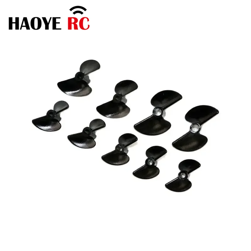 Haoye 5 Pcs DIY RC Boat Paddle Models 2 Blades Boat Propellers (Glossy Black) CW CCW For RC Boat Accessories