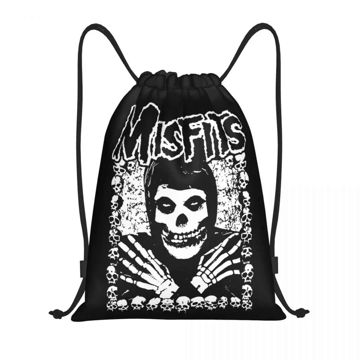 

Custom Misfits Rock Punk Skull Drawstring Backpack Women Men Sport Gym Sackpack Portable Training Bag Sack