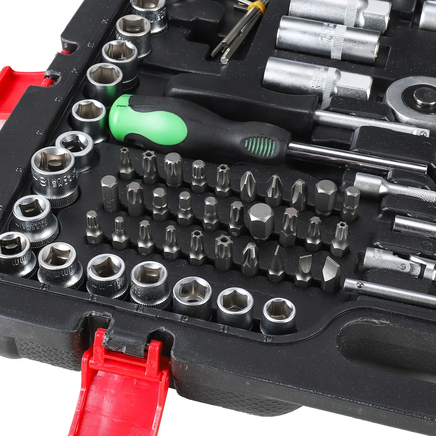 215-Piece Professional Socket Set With 1/4, 3/8, 1/2 Inch Drive Ratchets/Torx Bits, Wrenches, And Extension Bars In Molded Case
