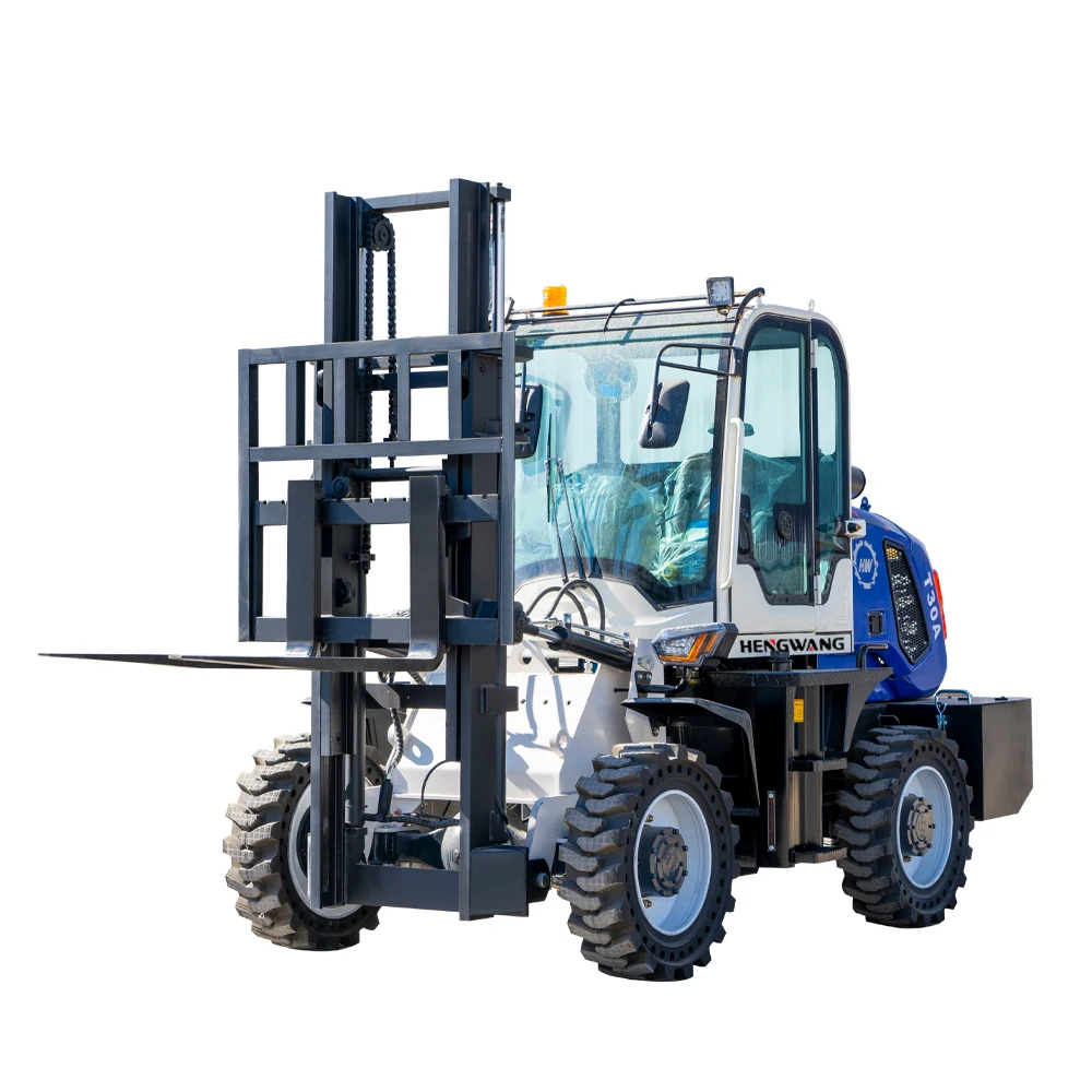 Off-road Wheel Forklift Diesel Engine All-terrain Off-road Small Forklift Engineering 3 T Diesel Forklift Support Customization