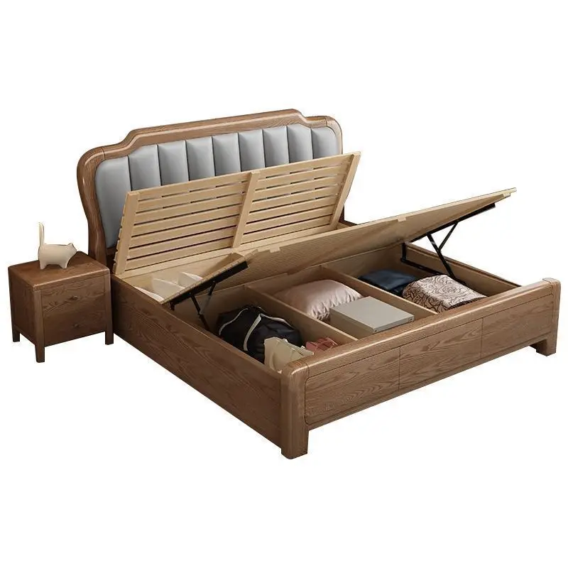 Modern simple soft bag solid wood bed 1.8 meters soft double bed