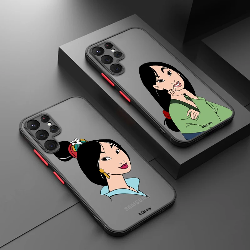 

Movie Mulan Disney Girl For Samsung S24 S23 S22 S21 Ultra S20 FE S10 Plus Lite 4G 5G Frosted Translucent Cover Capa Fundas