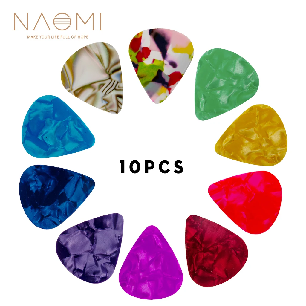 NAOMI 10PCS Gitar Plectrum Celluloid Guitar Pickup Smooth & Light Weight 0.46mm 0.71mm 0.81mm 0.96mm Random Guitar Accessories