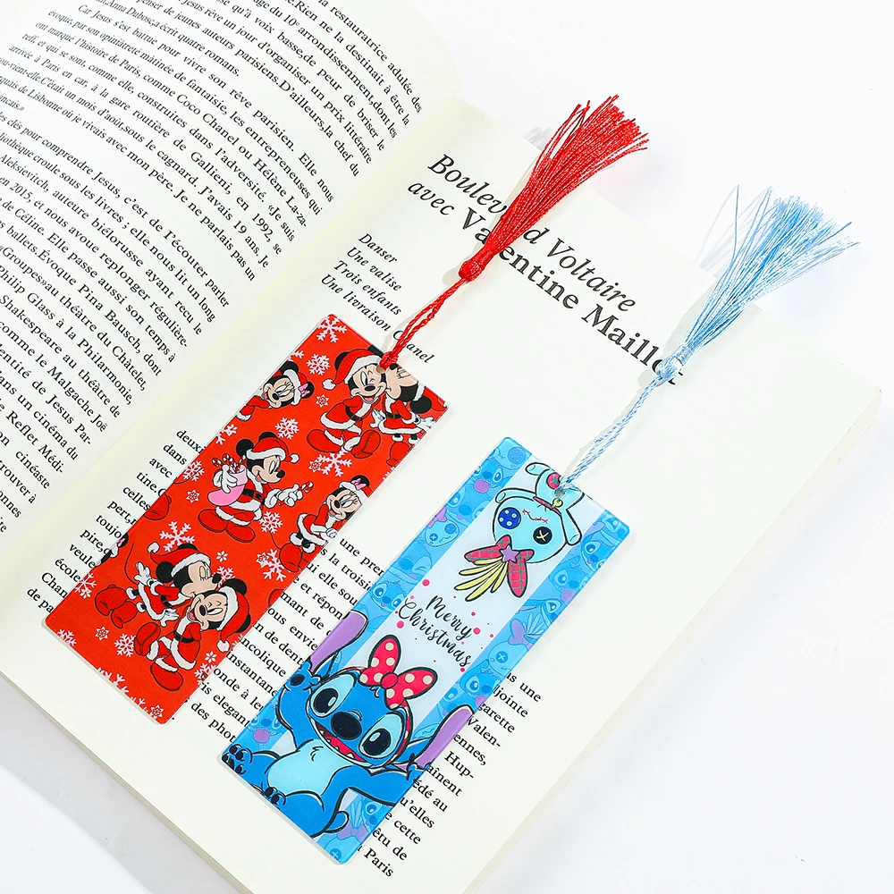 1Pcs Cute Stitch Tassel Bookmark Acrylic Disney Bookmarks For Fans Collection Reading Marker Family Friends Girls Birthday Gift