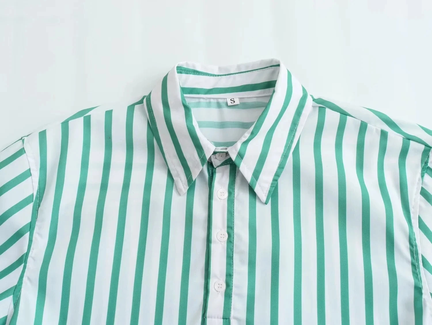 2024 Spring New Female Stripes Lapel Short Sleeves Buttons Shirt Top + Lace Up Elastic Waist Woman Wide Leg Long Pant