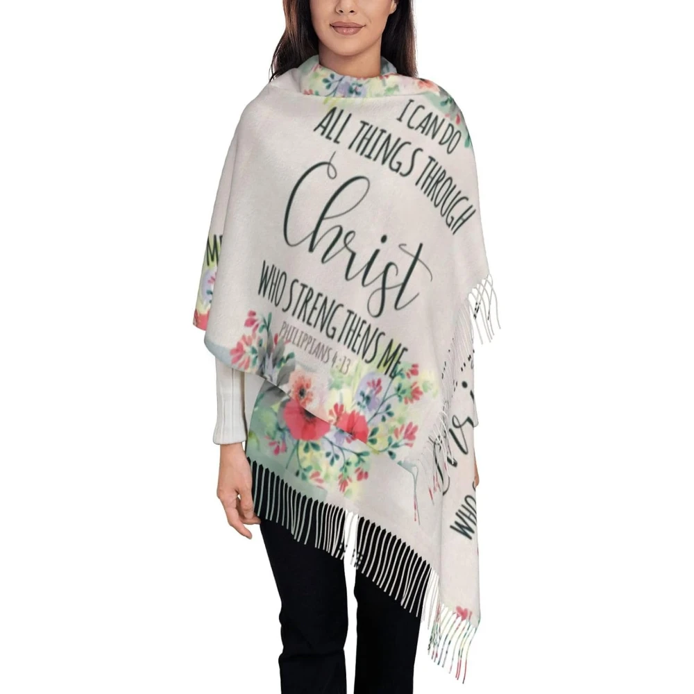 الأزهار المسيحية صدق يسوع عيد الميلاد الكشمير وشاح مع شرابات لينة الدافئة لربيع الخريف الشتاء والهدايا الدفء