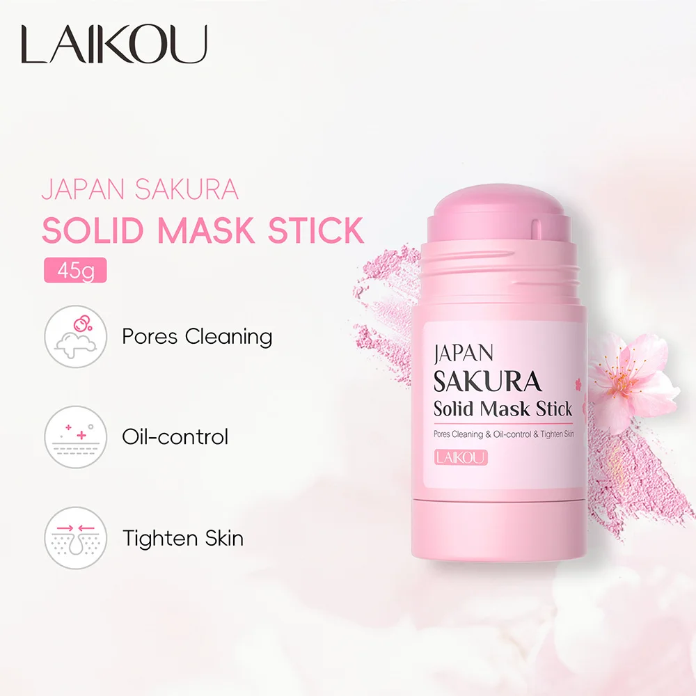 Lycra Cherry Blossom Solid Mud Mask Stick 45g – Smear Deep Cleansing Clay Mask Oil Control Pore Minimizer Blackhead Remover New