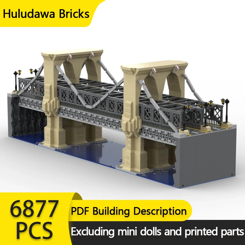 City Street View Model MOC Building Bricks The New York Bridge Modular Technology Gifts Holiday Assemble Children Toys Suit