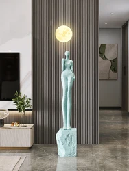 Home Decor Abstract Luminous Figure Statue Floor Decor Living Room Large Welcome Sculpture Artistic Ornaments Housewarming Gifts