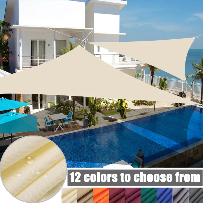 16 Colors Big Size Sunshade Sail Garden Patio Rainproof Shading Waterproof Cloth Swimming Pool Sunblock Garden Outdoor Awning