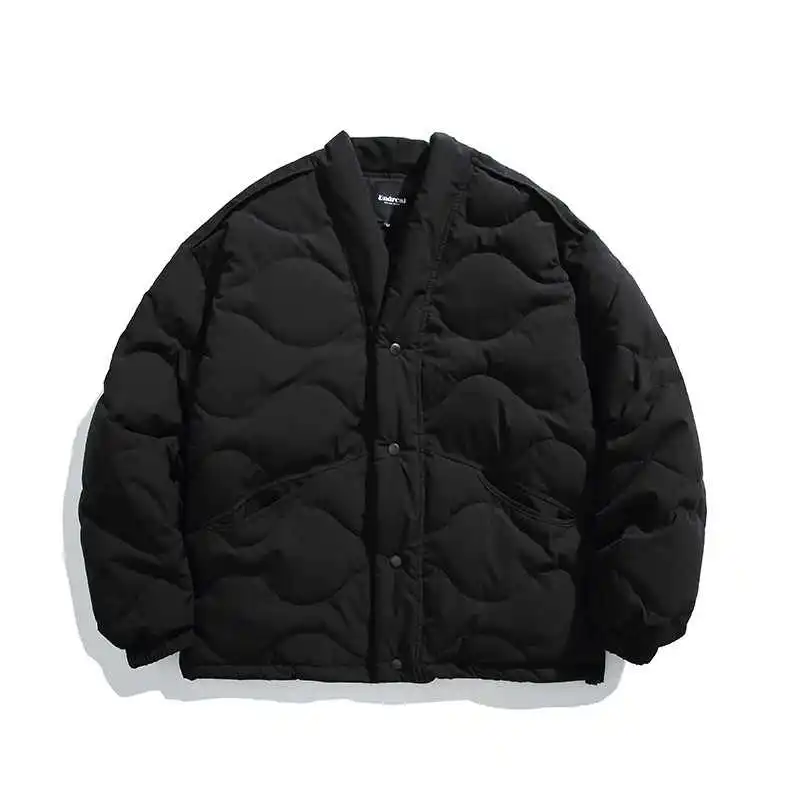 الشتاء اليابانية الرجعية مبطن القرع منقوشة القطن معطف الرجال والنساء فضفاضة وسميكة الطاوية رداء سترة بدون ياقة #3