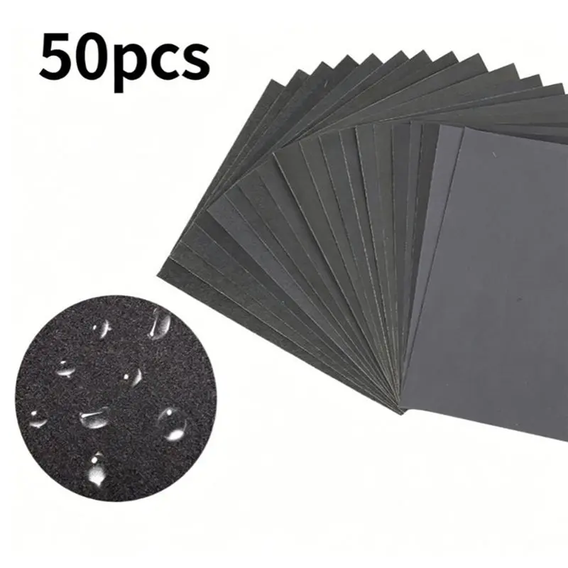 B08B-Wet Dry Sandpaper Sheets 600 Grit-Abrasive Sand Paper For Auto Paint, Wood& DIY Craft Polishing(50Pcs)