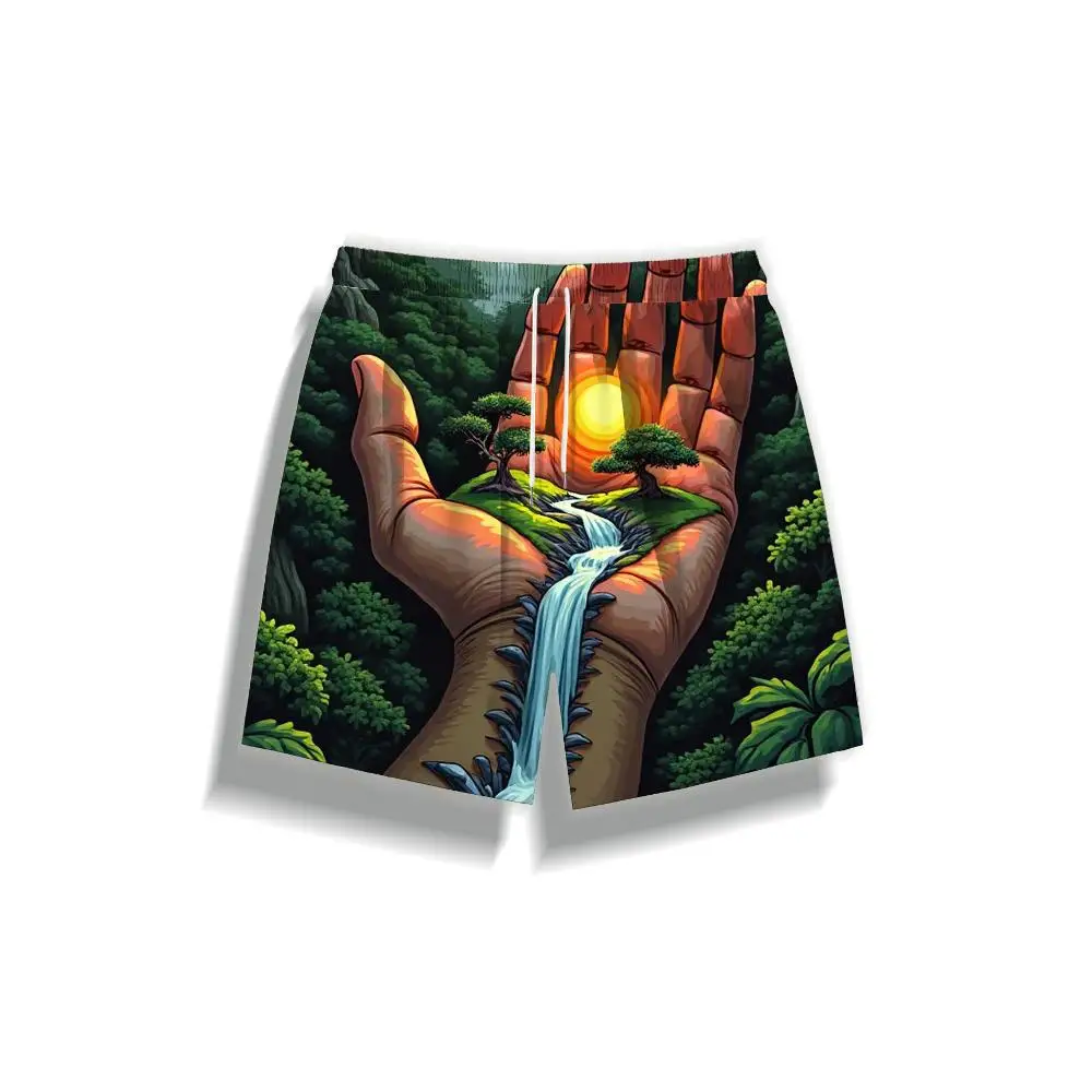 

1pcs Men's Short swim trunks2026 Summer 3D Printed Short sleeve Breathable tactical pants man Polyester Quick drying running