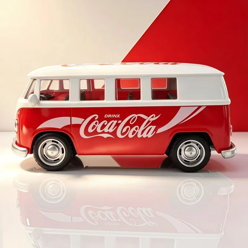 Retro-Klassikbus im Maßstab 1:36, Modellauto aus Zinklegierung, Rückziehfahrzeug mit aufklappbaren Seitentüren, Gummireifen, realistisch – Detail 4