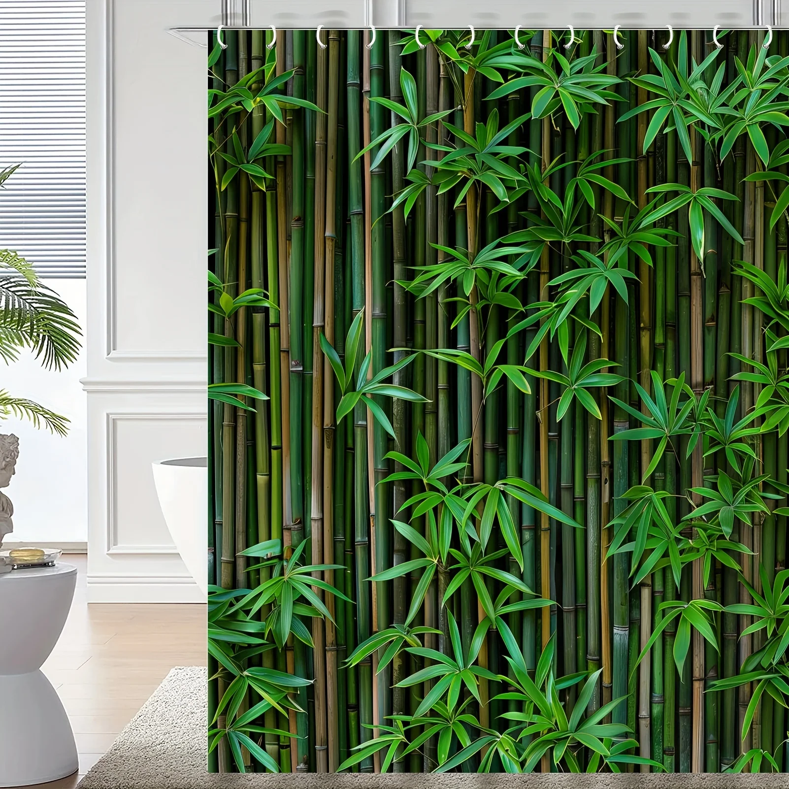 

Realistic Bamboo Forest Shower Curtain, Green Nature Pattern, Waterproof Polyester, Calm Zen Bathroom Decor