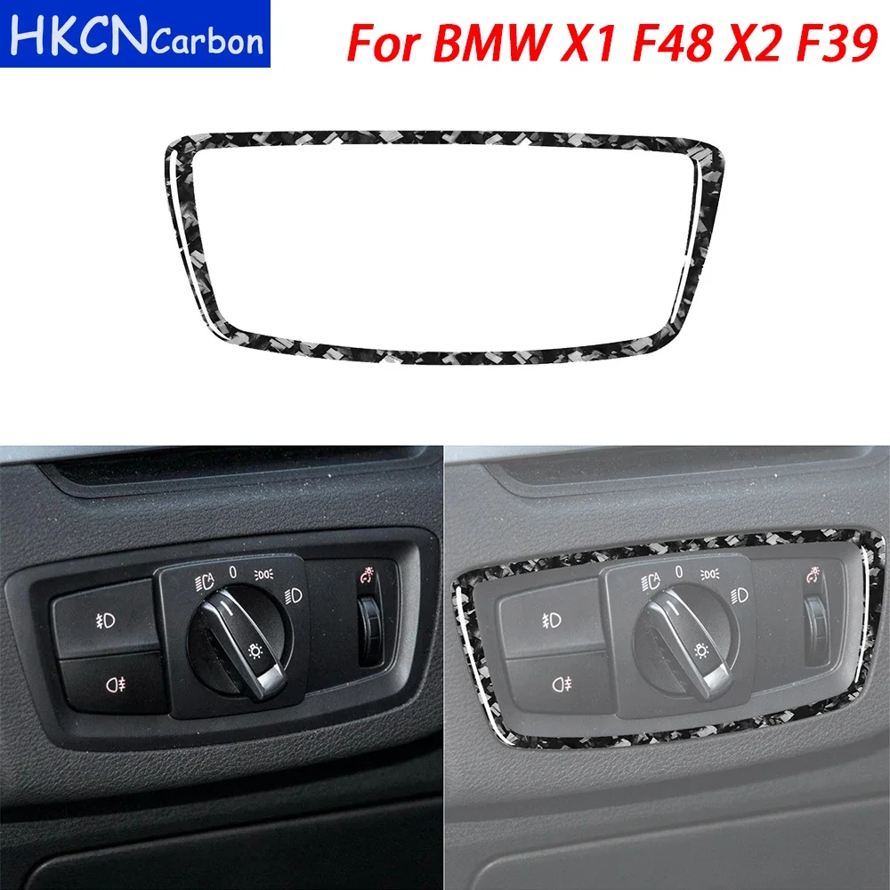 

For BMW X1 F48 2016-2021 X2 F39 2018-2021 Forged Carbon Fiber Accessories Headlight Switch Panel Cover Trim Car Interior Sticker